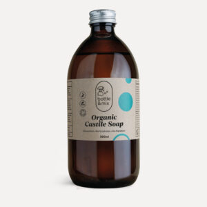 Organic Liquid Castile Soap in a 500ml amber glass bottle by Bottle & Mix