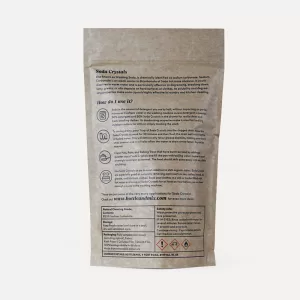 Soda Crystals compostable kraft pouch back