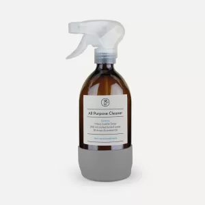 Trigger Spraybottle with grey Silicone Boot and All-Purpose Cleaner Recipe Label