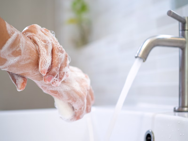 Washing hands with soap
